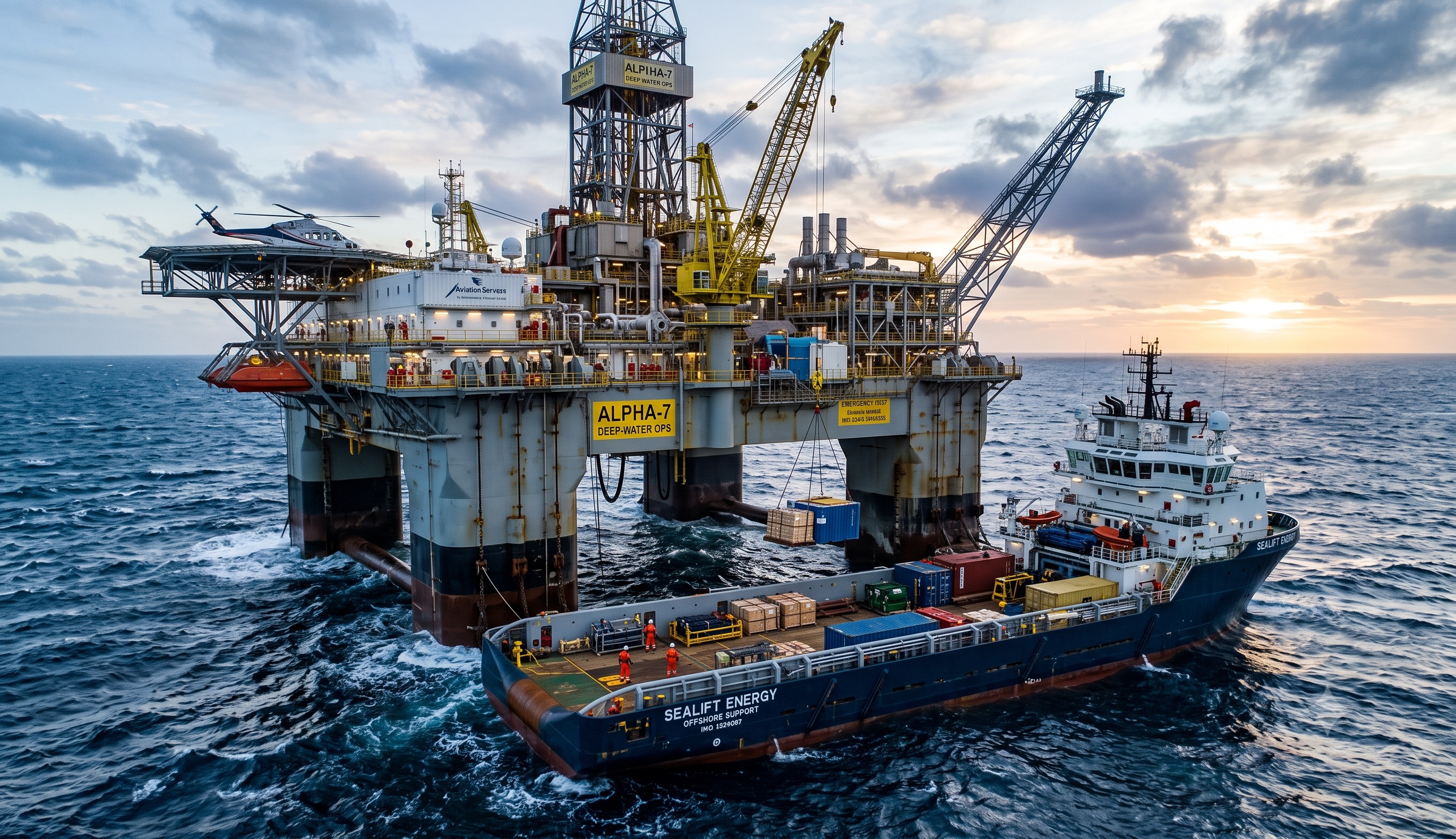 Offshore Support Vessel Operating Near Rig